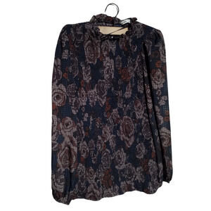 Zara Womens Flounce Top Black Stretch Pullover Long Sleeve Ruffle Size Medium